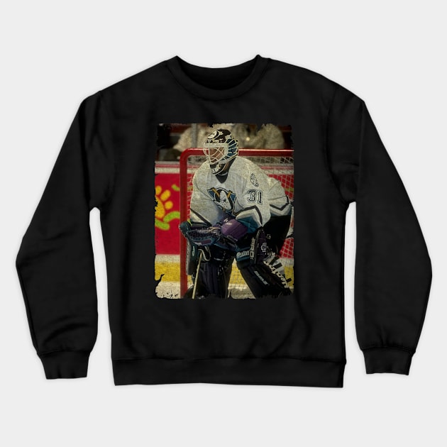 Guy Hebert, 2,76 GAA in Mighty Ducks of Anaheim Crewneck Sweatshirt by Momogi Project